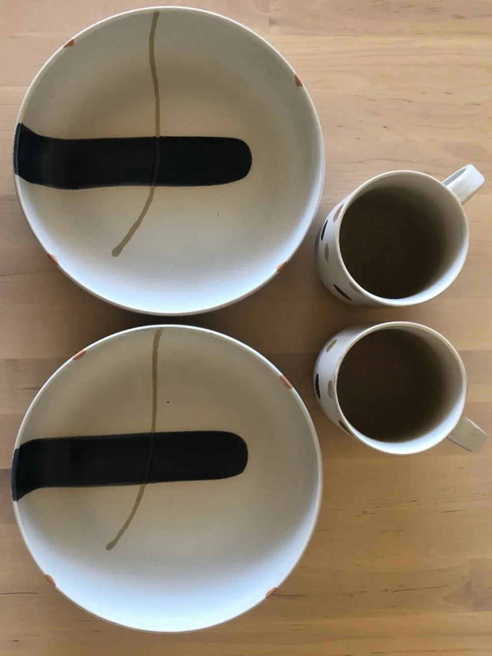 West Elm Stoneware Dining Set for Two - 2 mugs, 2 bowls
